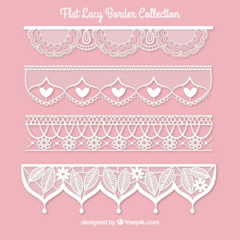 Set of lace borders in flat design Set of lace borders in flat design