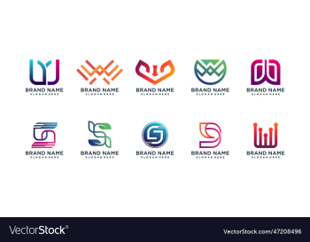 set of letter w logo collection with creative