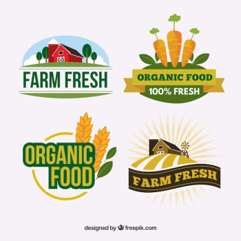 Set of logos for organic food companies Set of logos for organic food companies