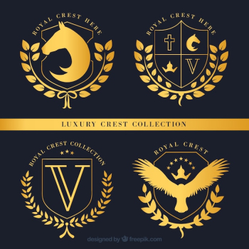 Set of luxurious crests golden badges Set of luxurious crests golden badges