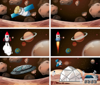 Set of mars scenes background set Free Vector Set of mars scenes background set Free Vector