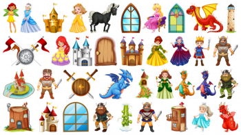 Set of medieval character Set of medieval character