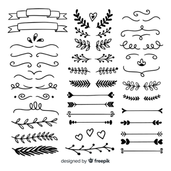 Set of minimalist hand drawn wedding ornaments Free Vector