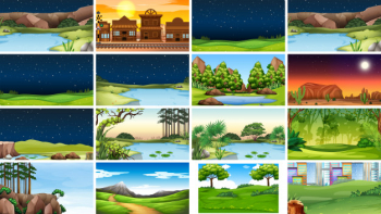 Set of nature scenes or background in day and night Free Vector Set of nature scenes or background in day and night Free Vector