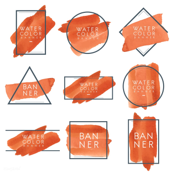 Set of orange watercolor banner design vector | Free stock vector - 512719 Set of orange watercolor banner design vector | Free stock vector - 512719