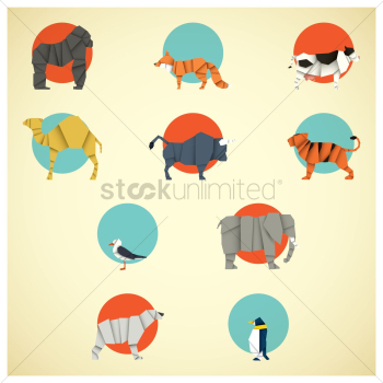 Set of origami animals Set of origami animals