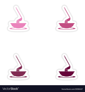 Set of paper stickers on white background dish vector image Set of paper stickers on white background dish vector image
