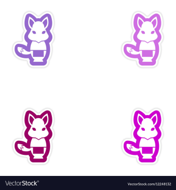 Set of paper stickers on white background fox vector image Set of paper stickers on white background fox vector image