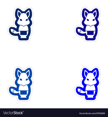 Set of paper stickers on white background fox vector image Set of paper stickers on white background fox vector image