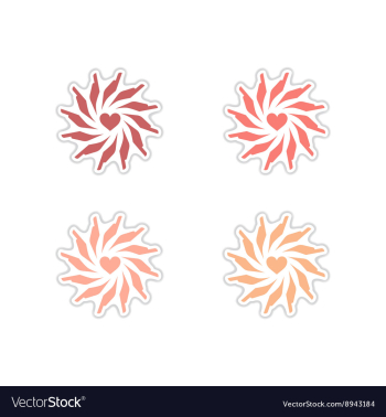 Set of paper stickers on white background hands vector image