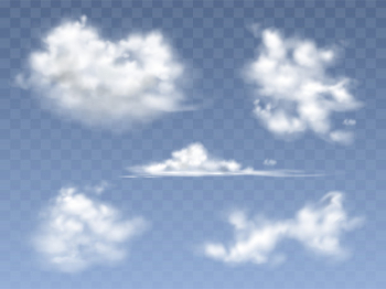 Set of realistic clouds, illustration of different types of cirrus and cumulus clouds Free Vector