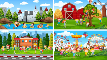 Set of scenes background in nature setting Free Vector Set of scenes background in nature setting Free Vector