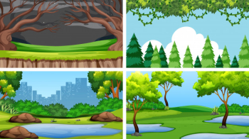 Set of scenes in nature Free Vector Set of scenes in nature Free Vector