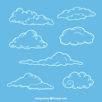 Set of sketches of fluffy clouds Set of sketches of fluffy clouds