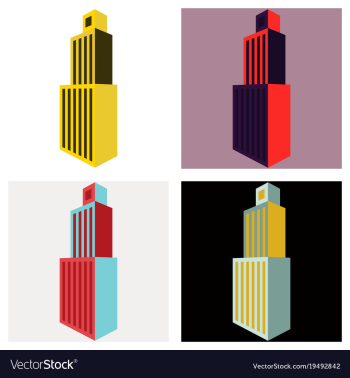 Set of skyscraper icon flat of skyscraper icon vector image Set of skyscraper icon flat of skyscraper icon vector image