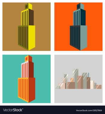 Set of skyscraper icon flat of skyscraper icon vector image Set of skyscraper icon flat of skyscraper icon vector image