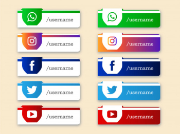 Set of social media lower third icons Free Vector