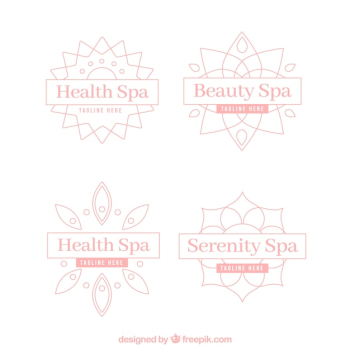 Set of spa center logos in flat style Set of spa center logos in flat style