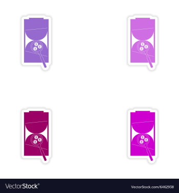 Set of stylish sticker on paper hourglass coins vector image Set of stylish sticker on paper hourglass coins vector image