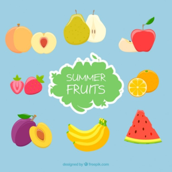 Set of summer fruits in colors