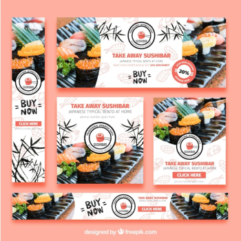 Set of sushi restaurant banners Set of sushi restaurant banners