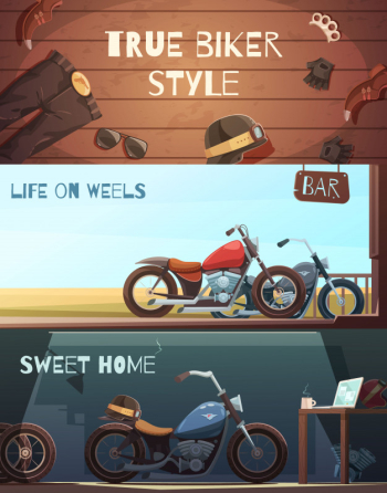 Set of three horizontal rider banners Free Vector