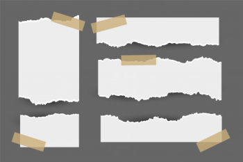 Set of torn ripped paper sheets with sticker Free Vector Set of torn ripped paper sheets with sticker Free Vector