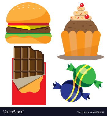 set of unhealthy food set of unhealthy food