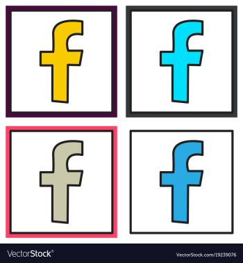 Set of unusual look facebook logotype social vector image Set of unusual look facebook logotype social vector image