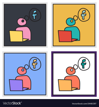 Set of unusual look facebook logotype social vector image Set of unusual look facebook logotype social vector image