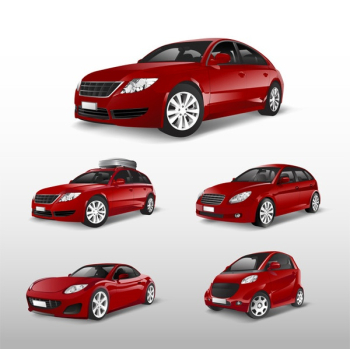 Set of various models of red car vectors Set of various models of red car vectors