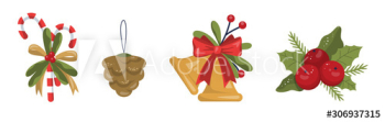 Set of vector illustration of traditional Christmas decoration Set of vector illustration of traditional Christmas decoration