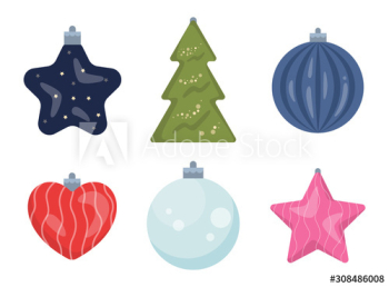 Set of vector illustration of traditional Christmas decoration Set of vector illustration of traditional Christmas decoration