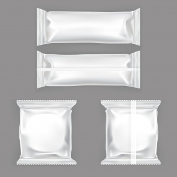 Set of vector illustrations of white plastic packing for snacks Free Vector Set of vector illustrations of white plastic packing for snacks Free Vector