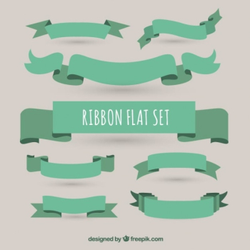 Set of vintage green ribbons Set of vintage green ribbons