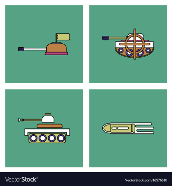 Set of war gagets in color sets on backgrounds vector image Set of war gagets in color sets on backgrounds vector image