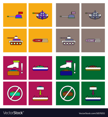 Set of war gagets in color sets on backgrounds vector image Set of war gagets in color sets on backgrounds vector image