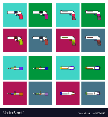 Set of war gagets in color sets on backgrounds vector image Set of war gagets in color sets on backgrounds vector image