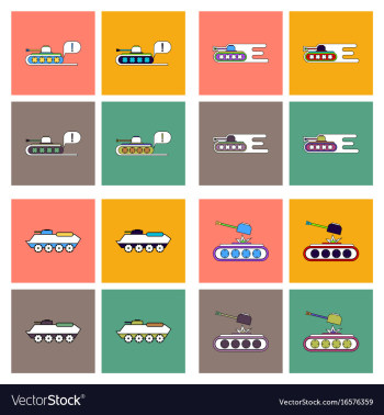Set of war gagets in color sets on backgrounds vector image Set of war gagets in color sets on backgrounds vector image