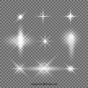 Set of white lens flare with realistic style Set of white lens flare with realistic style