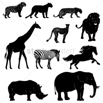 Set of wild animal silhouettes