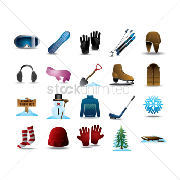 Set of winter items Set of winter items