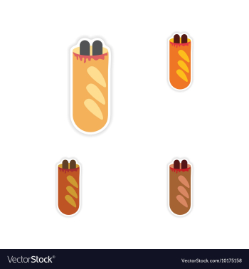 Set paper stickers on white background hot dog vector image