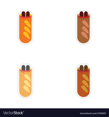 Set paper stickers on white background hot dog vector image