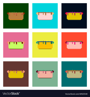 Set pixel icons hot dog vector image