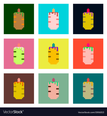 Set pixel icons of french hot dog vector image