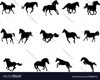 set running horses silhouette design set running horses silhouette design