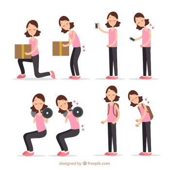 Several correct and incorrect postures Several correct and incorrect postures