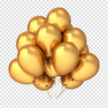 Several gold mylar balloons, Balloon Gold Birthday , Gold balloon Finance transparent background PNG clipart