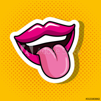 sexy mouth with tongue out in background yellow pop art style design sexy mouth with tongue out in background yellow pop art style design